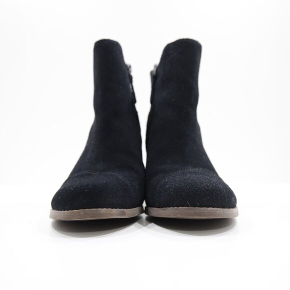 TOMS Sadie Black Leather 3" Wedge Heel Ankle Booties - 8.5 - Picture 2 of 7